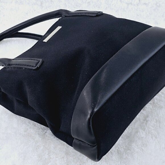 Nine West Black Nylon and Smooth Faux Leather Top Handle Mini Satchel - Picture 4 of 10